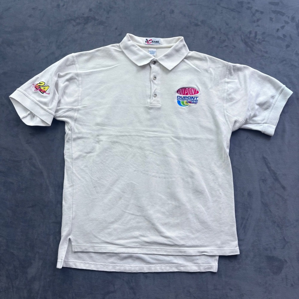 Chase Authentics Jeff Gordon DuPont Racing Polo Shirt Cream Mens Large #24 Vtg